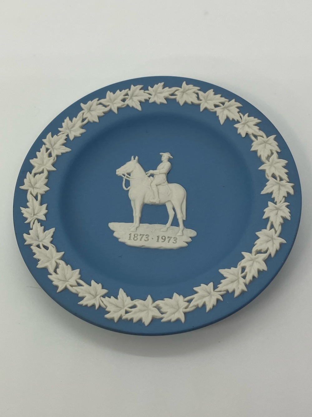 Vtg Wedgwood Blue Jasperware RCMP Centennial Plate 1873-1973 Mountie Dish